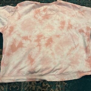 Time and Tru Pink Tie-Dye Crew Neck Sweater